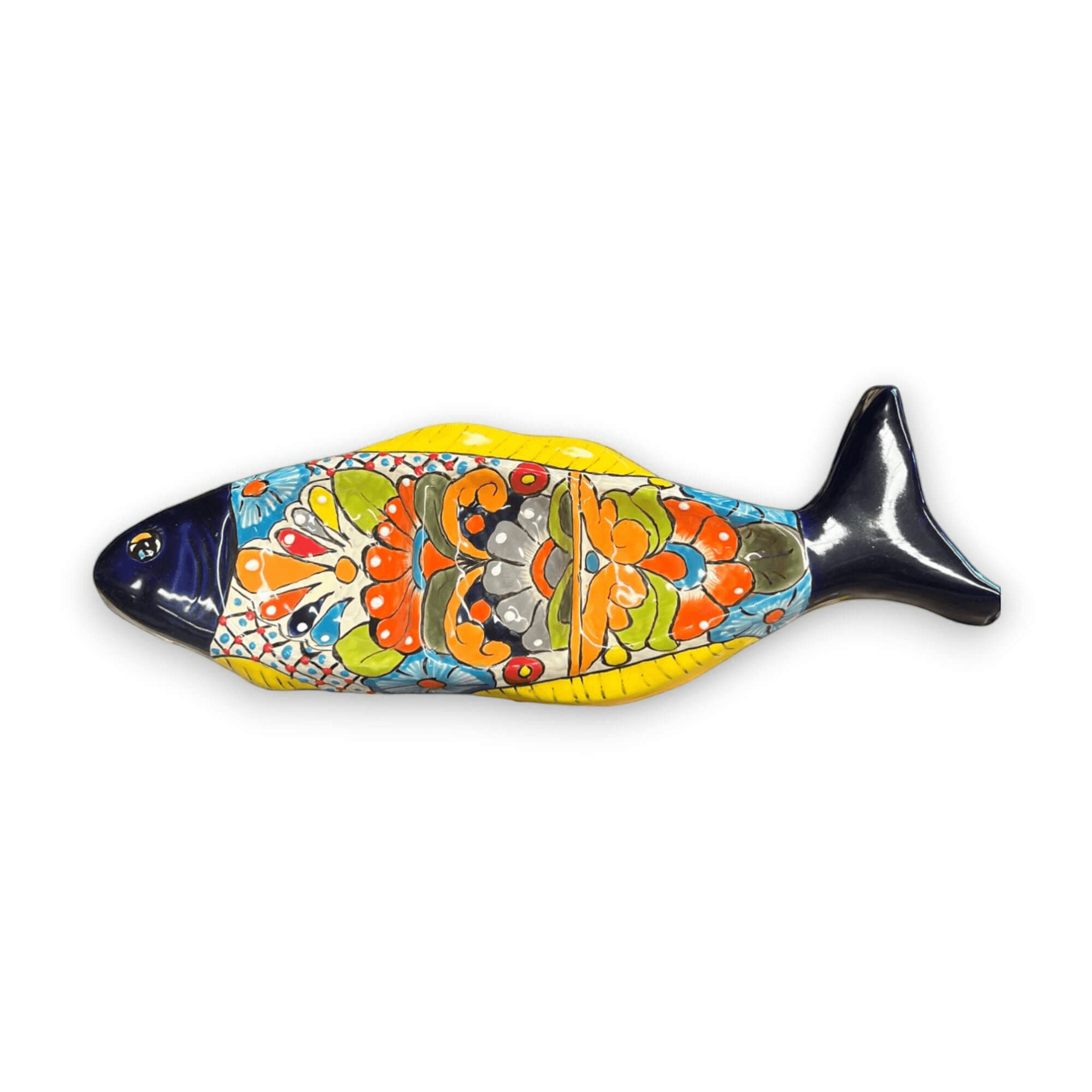 Handmade Talavera Fish Sectional | Large Colorful Serving Tray