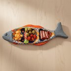 Handmade Talavera Fish Sectional | Large Colorful Serving Tray Talavera Appetizer Tray La Vie Bien Handmade Talavera Fish Sectional | Large Colorful Serving Tray