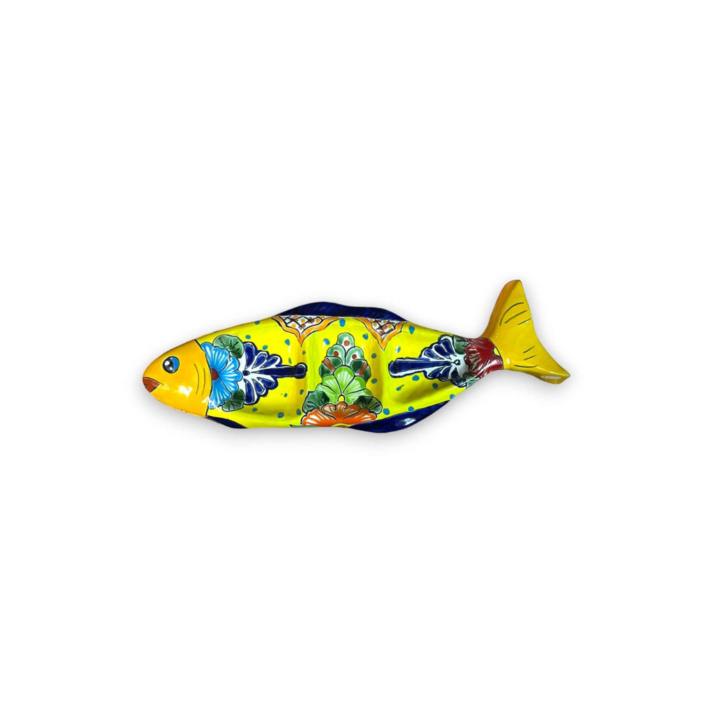 Handmade Talavera Fish Sectional | Large Colorful Serving Tray Talavera Appetizer Tray La Vie Bien Handmade Talavera Fish Sectional | Large Colorful Serving Tray