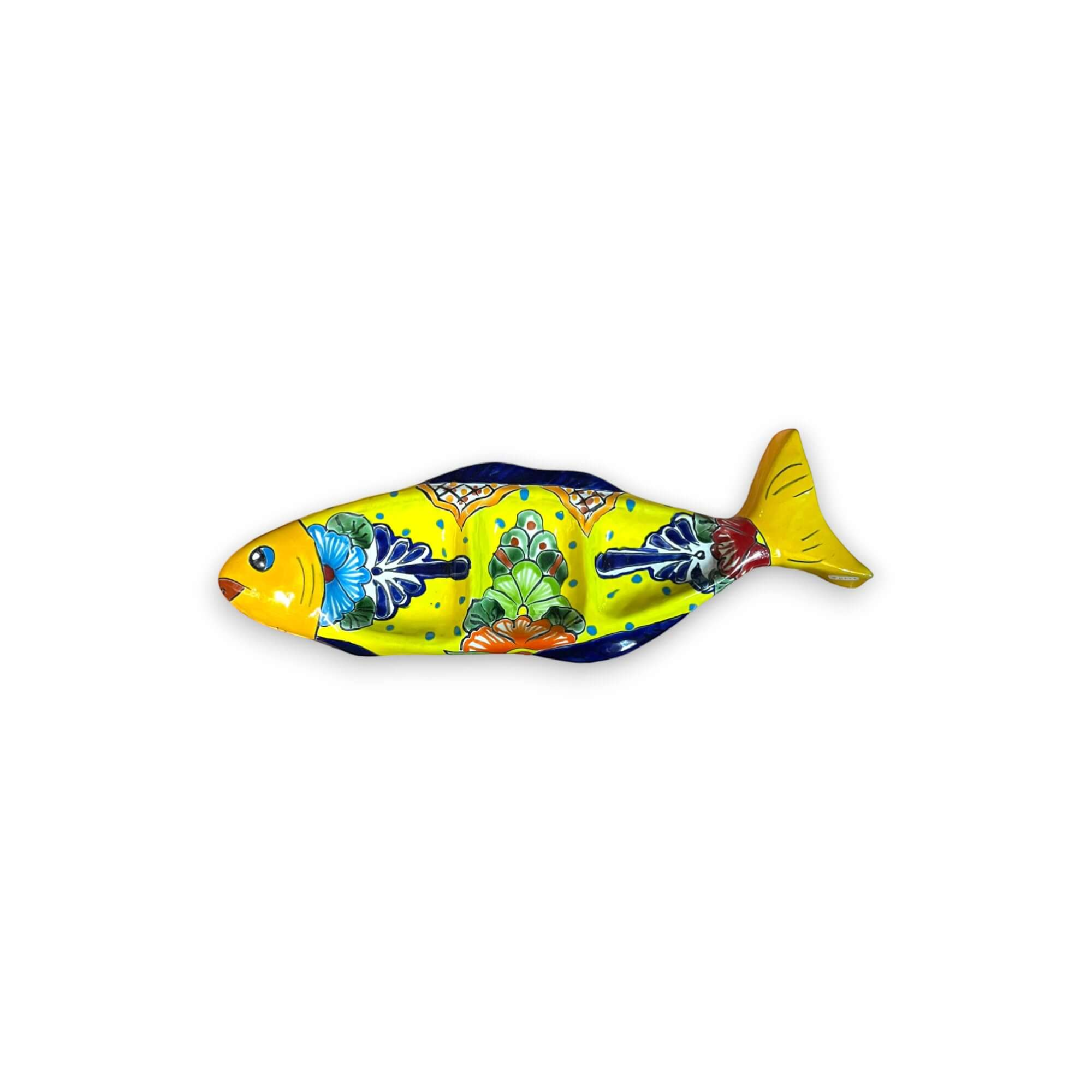 Handmade Talavera Fish Sectional | Large Colorful Serving Tray Talavera Appetizer Tray La Vie Bien Handmade Talavera Fish Sectional | Large Colorful Serving Tray