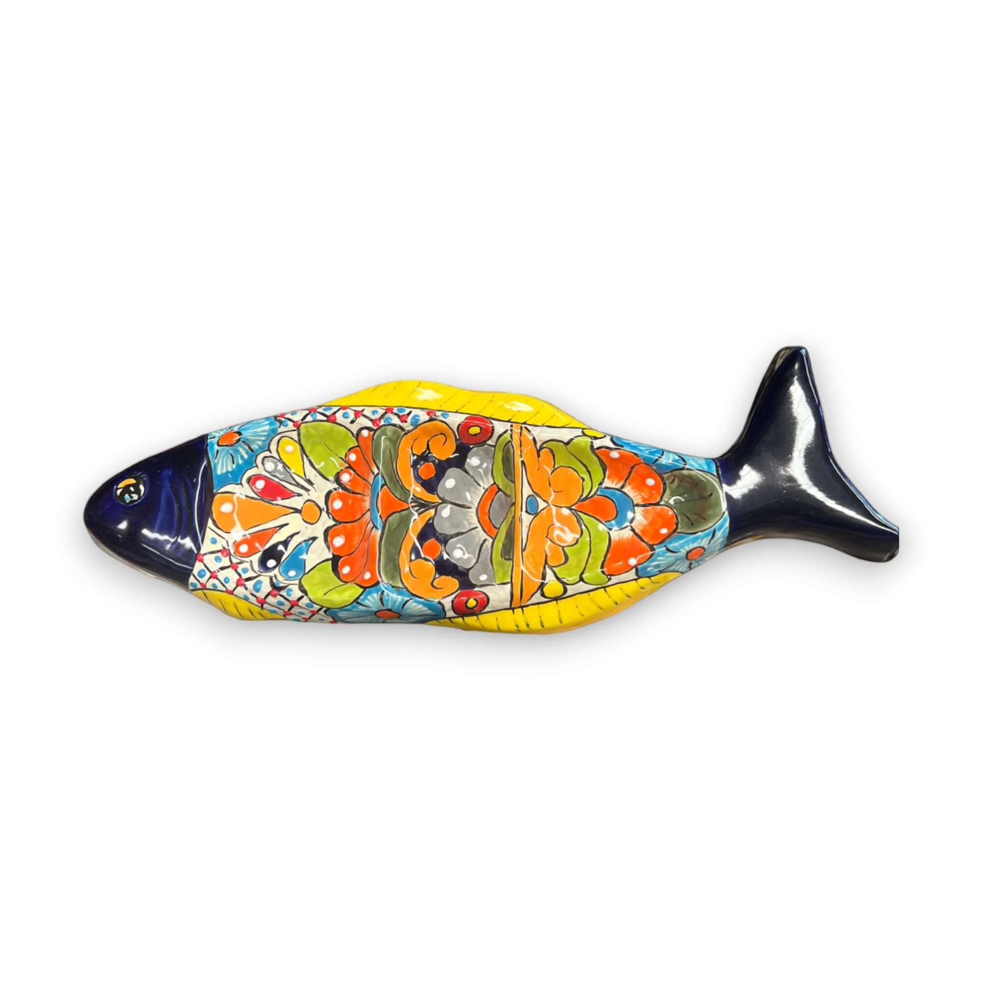 Handmade Talavera Fish Sectional | Large Colorful Serving Tray Talavera Appetizer Tray La Vie Bien Handmade Talavera Fish Sectional | Large Colorful Serving Tray
