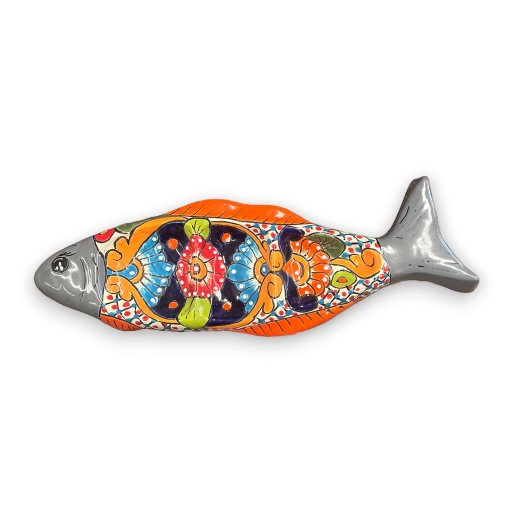 Handmade Talavera Fish Sectional | Large Colorful Serving Tray Talavera Appetizer Tray La Vie Bien Handmade Talavera Fish Sectional | Large Colorful Serving Tray