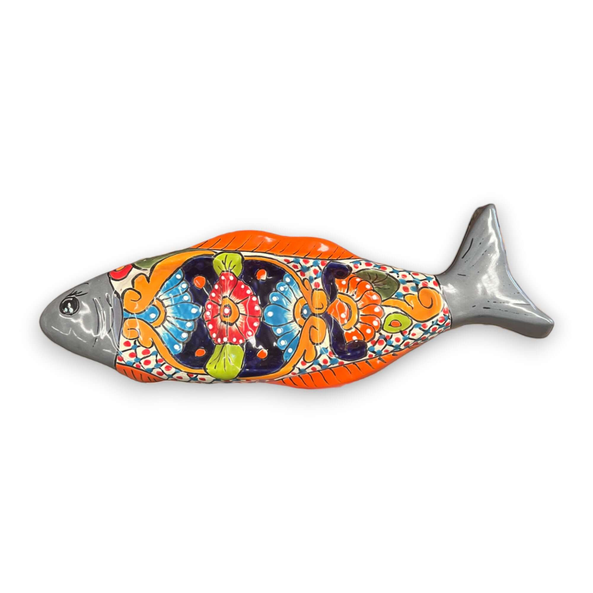 Handmade Talavera Fish Sectional | Large Colorful Serving Tray Talavera Appetizer Tray La Vie Bien Handmade Talavera Fish Sectional | Large Colorful Serving Tray