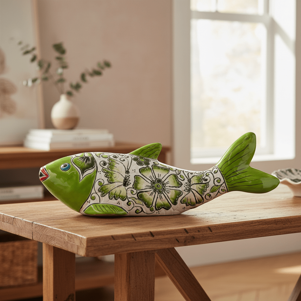 Handmade Talavera Fish Statue | Large Colorful Cultural Art Talavera Statue La Vie Bien Handmade Talavera Fish Statue | Large Colorful Cultural Art