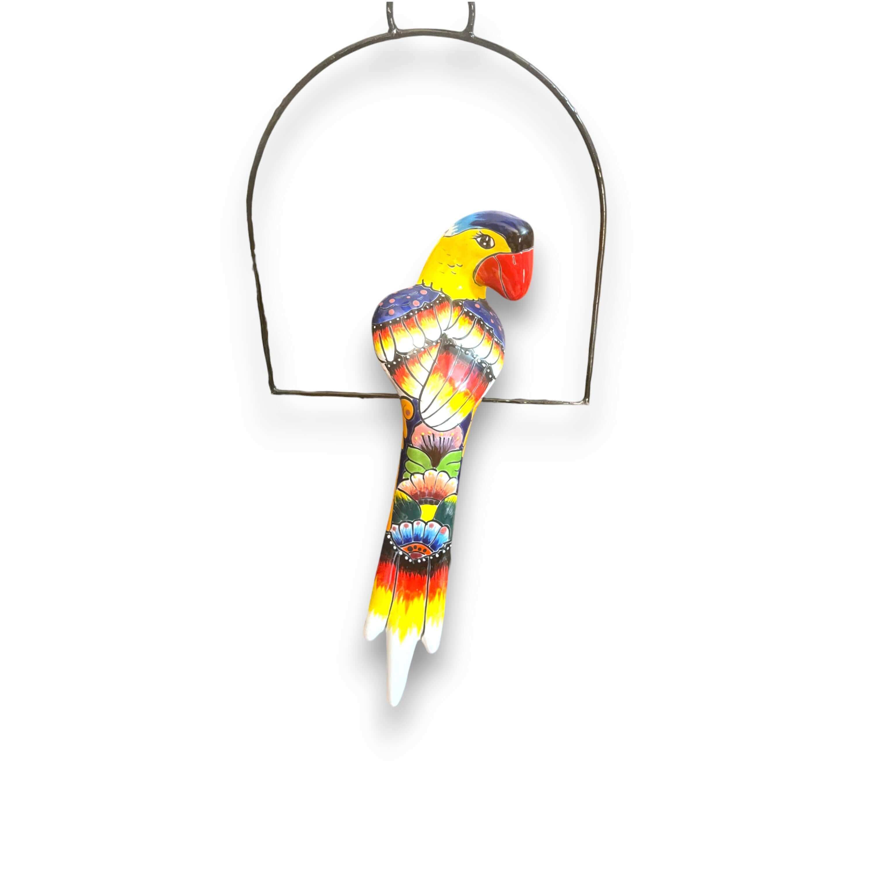Talavera Hanging Parrot | Colorful Mexican  Bird