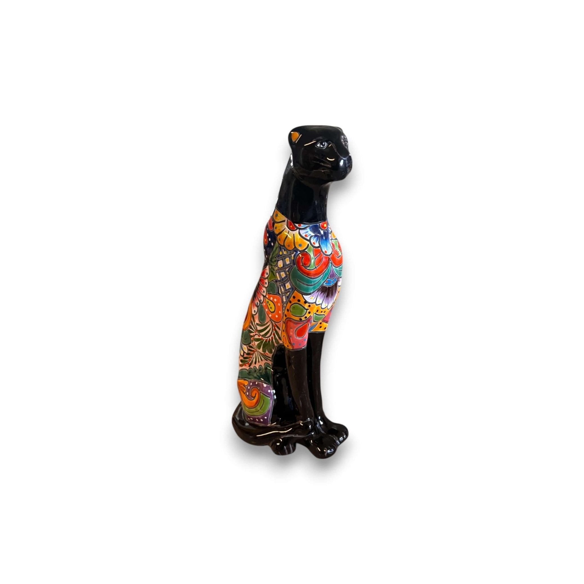 Handmade Talavera Panther Statue | Vibrant Mexican Folk Art Talavera Statue La Vie Bien Handmade Talavera Panther Statue | Vibrant Mexican Folk Art