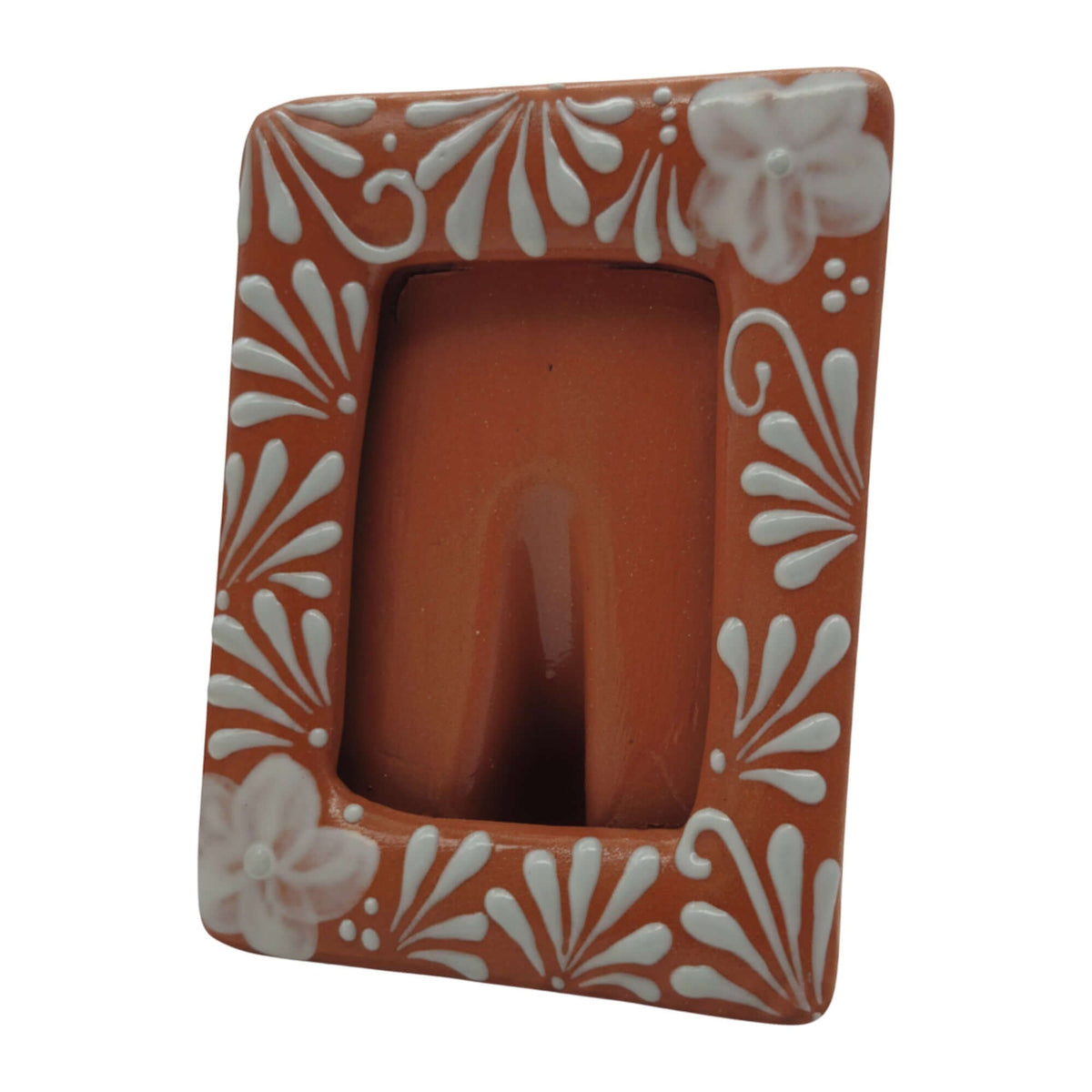 Handmade Talavera Photo Frame | Terracotta & White Design Talavera Picture Frame La Vie Bien Handmade Talavera Photo Frame | Terracotta & White Design