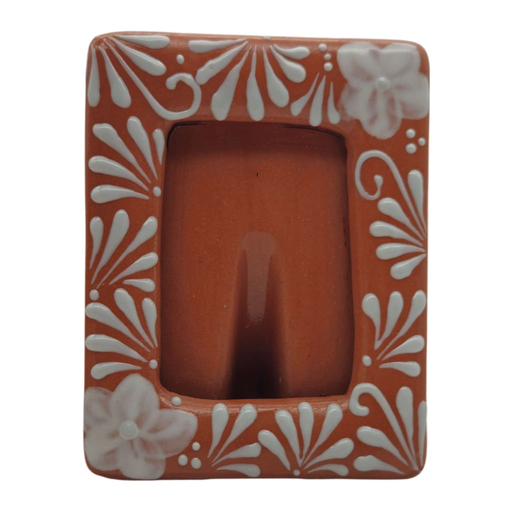 Handmade Talavera Photo Frame | Terracotta & White Design Talavera Picture Frame La Vie Bien Handmade Talavera Photo Frame | Terracotta & White Design
