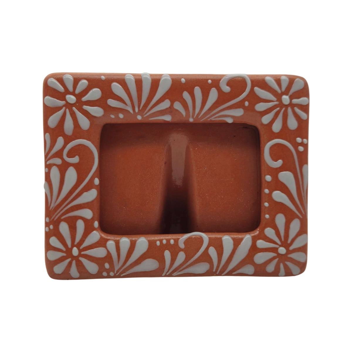 Handmade Talavera Photo Frame | Terracotta & White Design Talavera Picture Frame La Vie Bien Handmade Talavera Photo Frame | Terracotta & White Design