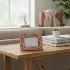 Handmade Talavera Photo Frame | Terracotta & White Design Talavera Picture Frame La Vie Bien Handmade Talavera Photo Frame | Terracotta & White Design