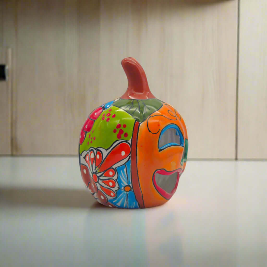 Handmade Talavera Pumpkin | Mexican Jack - O' - Lantern Decor Talavera Statue La Vie Bien Handmade Talavera Pumpkin | Mexican Jack - O' - Lantern Decor
