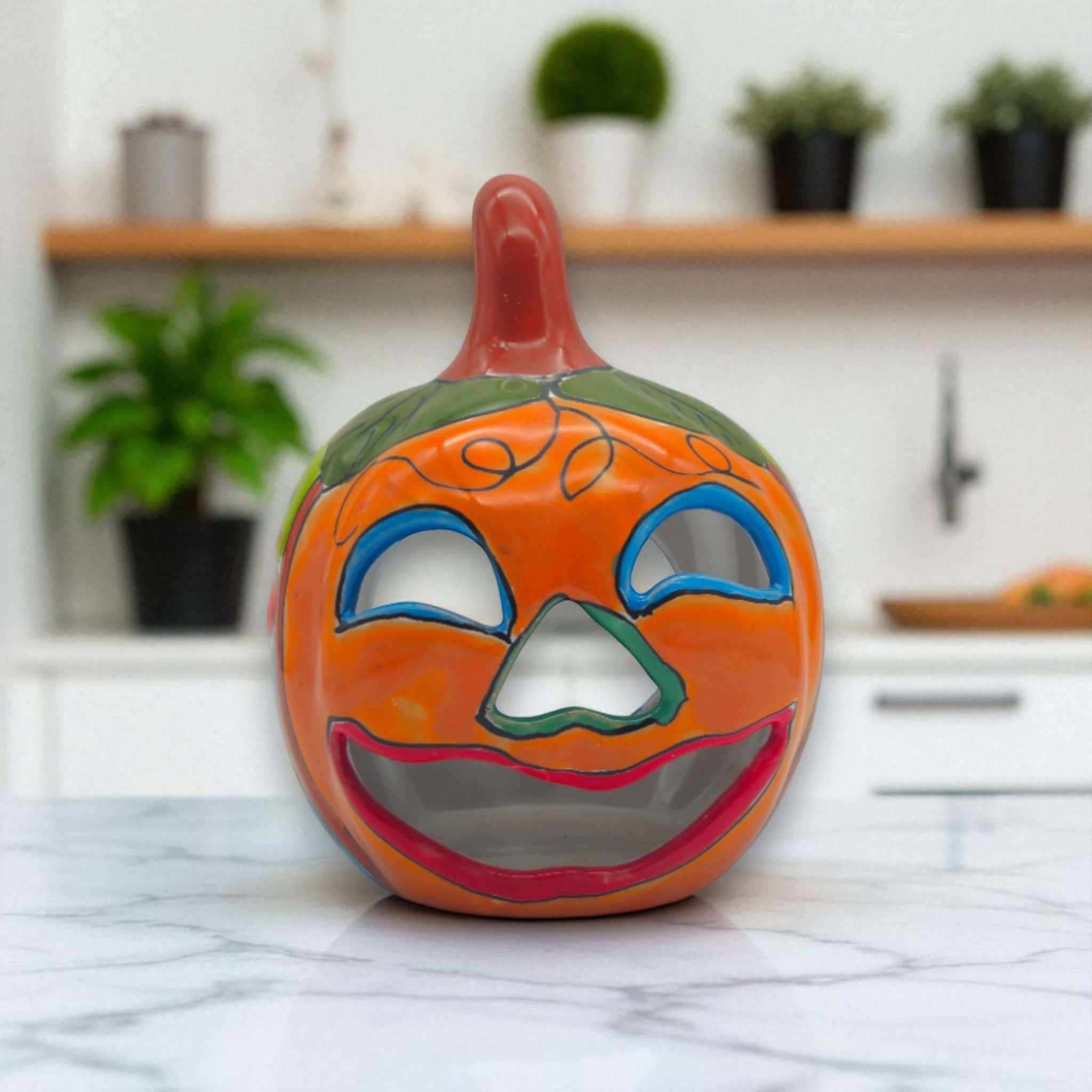 Handmade Talavera Pumpkin | Mexican Jack - O' - Lantern Decor Talavera Statue La Vie Bien Handmade Talavera Pumpkin | Mexican Jack - O' - Lantern Decor