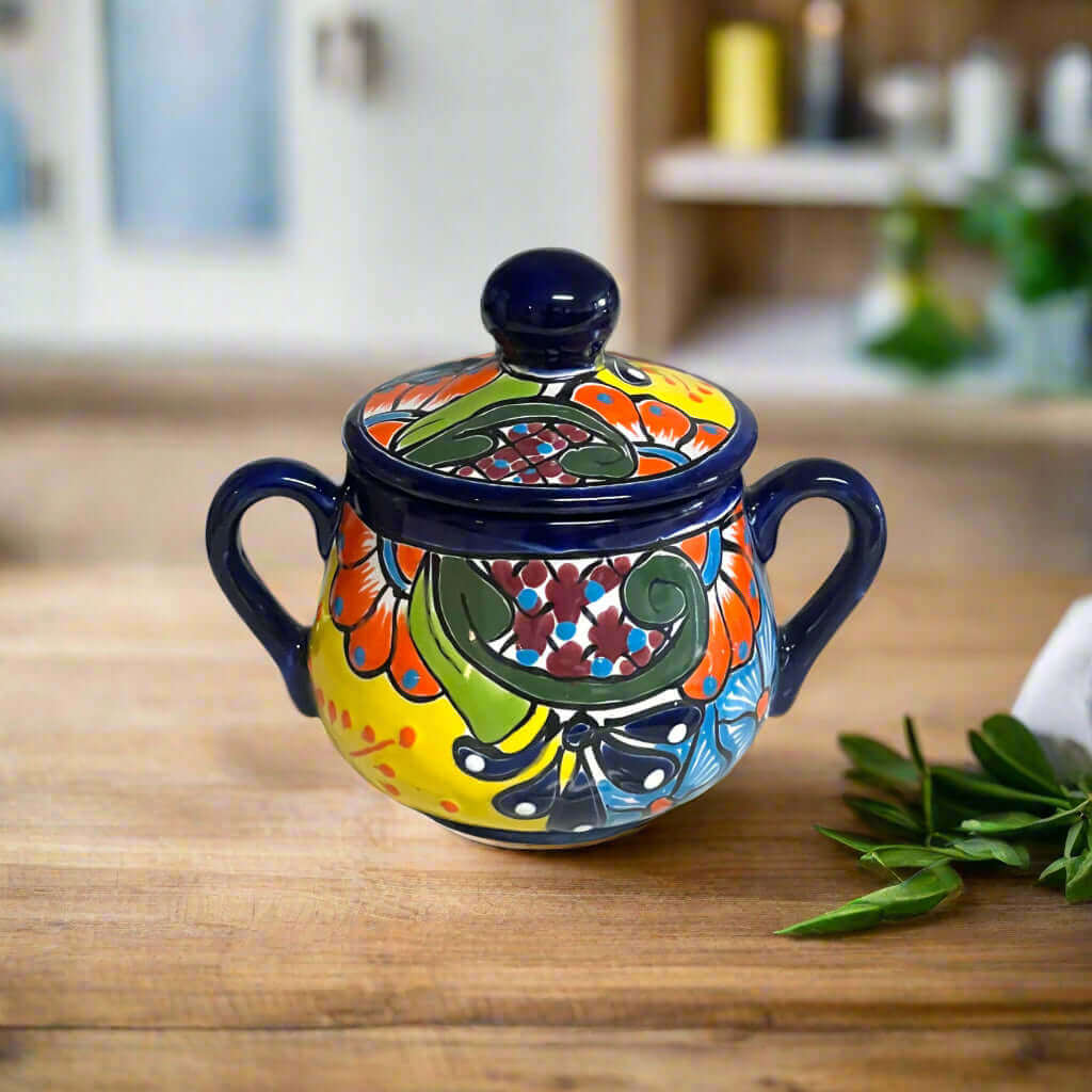 Handmade Talavera Sugar Jar | Colorful Mexican Ceramic Pot Talavera Sugar Jar La Vie Bien Handmade Talavera Sugar Jar | Colorful Mexican Ceramic Pot