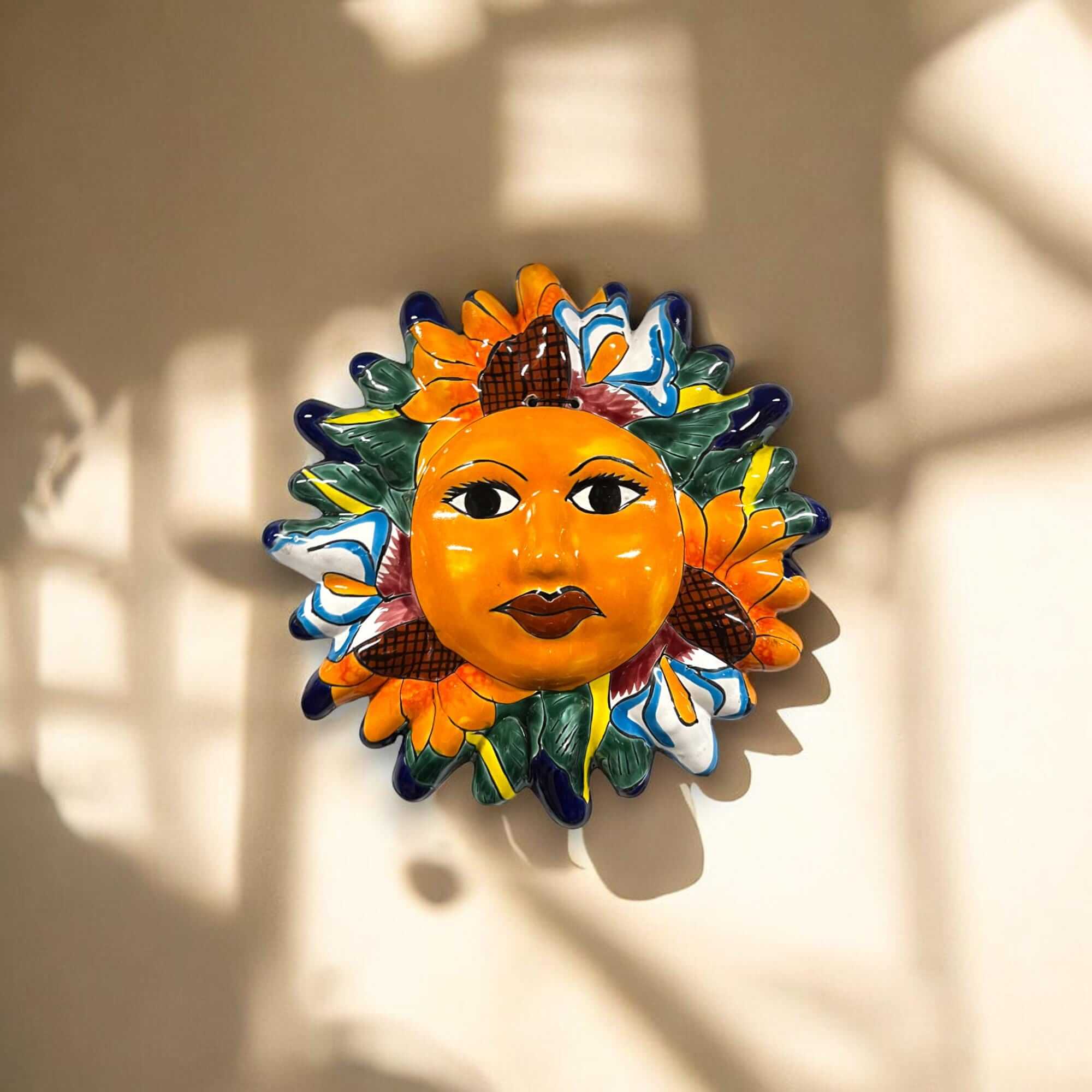 Handmade Talavera Sun Wall Art | Hand-Painted Mexican Sunflower Decor Talavera Wall Art La Vie Bien Handmade Talavera Sun Wall Art | Hand-Painted Mexican Sunflower Decor