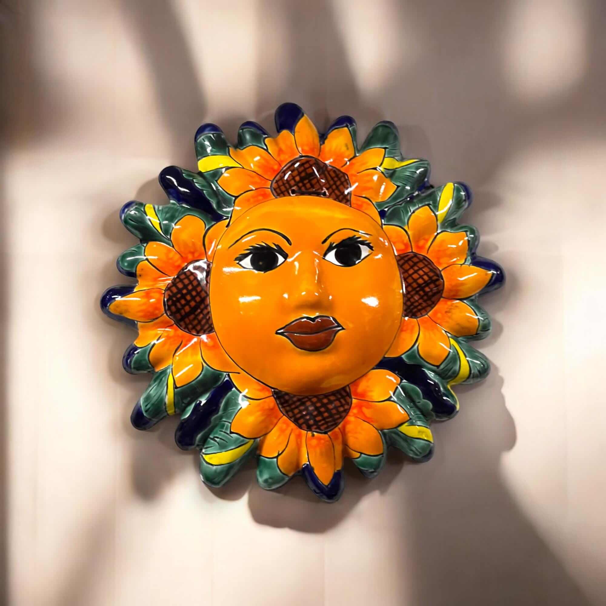 Handmade Talavera Sun Wall Art | Hand - Painted Mexican Sunflower Decor Talavera Wall Art La Vie Bien Handmade Talavera Sun Wall Art | Hand - Painted Mexican Sunflower Decor