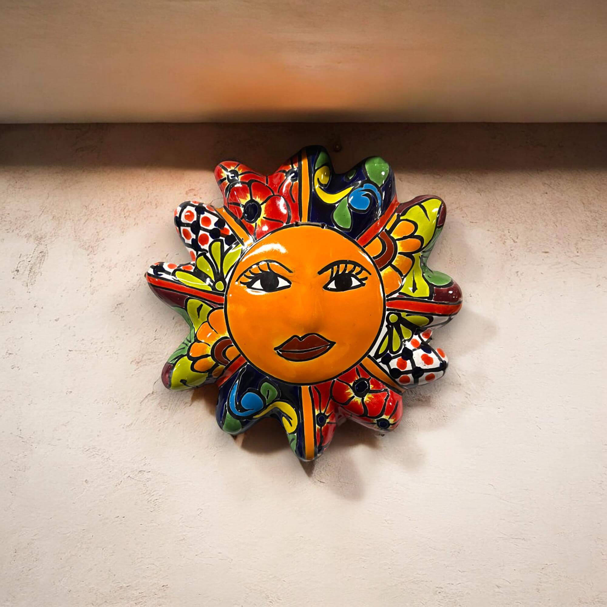 Handmade Talavera Sun Wall Art | Hand-Painted Mexican Sunflower Decor Talavera Wall Art La Vie Bien Handmade Talavera Sun Wall Art | Hand-Painted Mexican Sunflower Decor