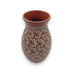 Handcrafted Talavera Vase | Brown & White Relief Pottery