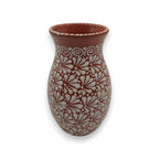 Handcrafted Talavera Vase | Brown & White Relief Pottery