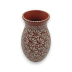 Handcrafted Talavera Vase | Brown & White Relief Pottery