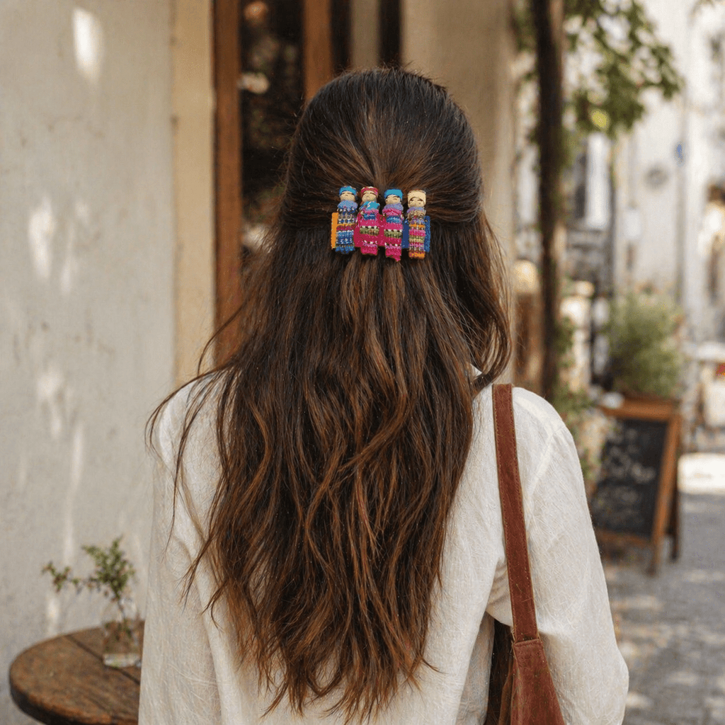 Handmade Worry Doll Boho Hair Clip - Guatemala Accessories La Vie Bien Handmade Worry Doll Boho Hair Clip - Guatemala