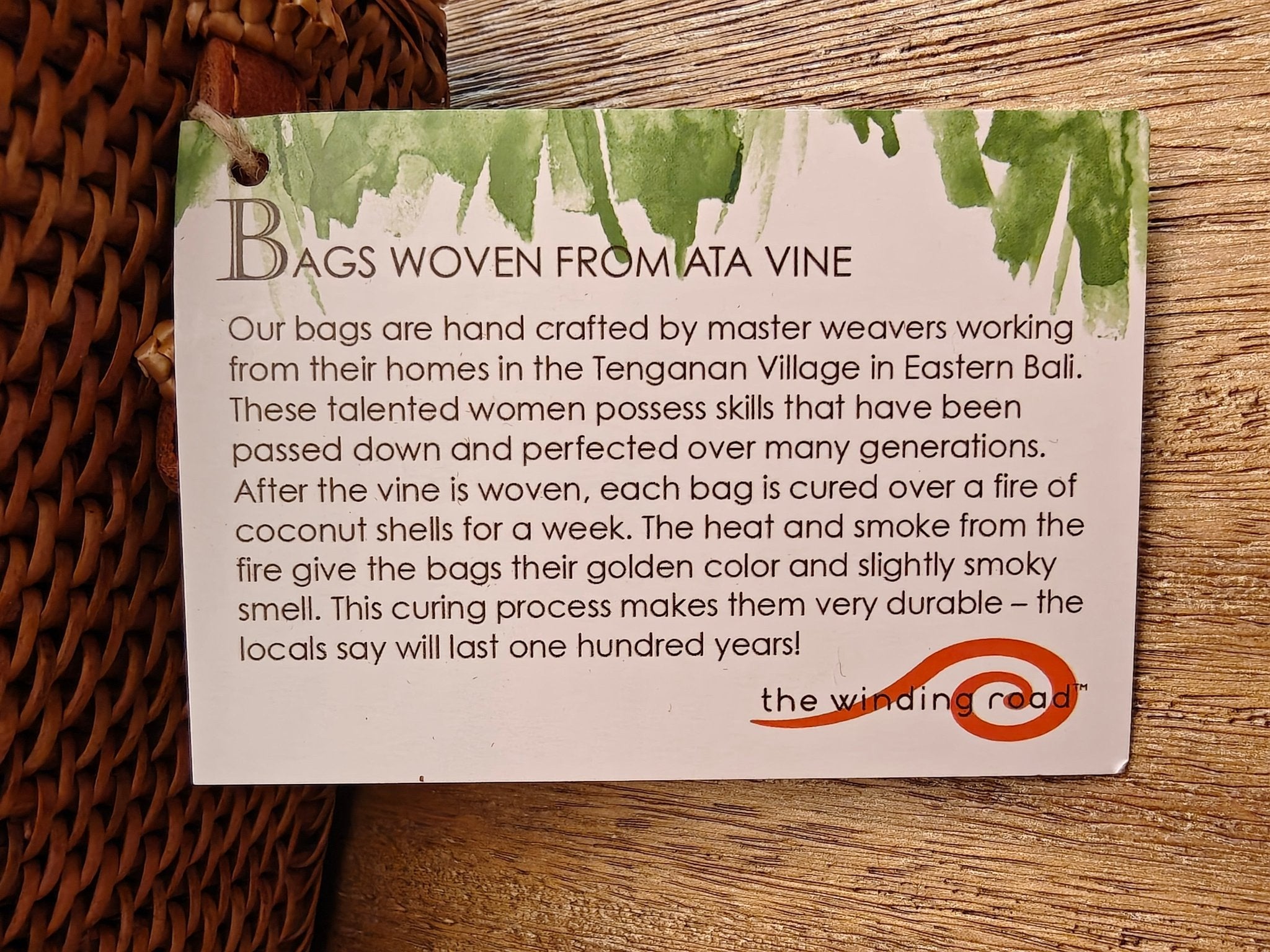 Handmade woven Balinese Ata Vine Cell Phone Resort Crossbody Bag with Leather Strap La Vie Bien Handmade woven Balinese Ata Vine Cell Phone Resort Crossbody Bag with Leather Strap