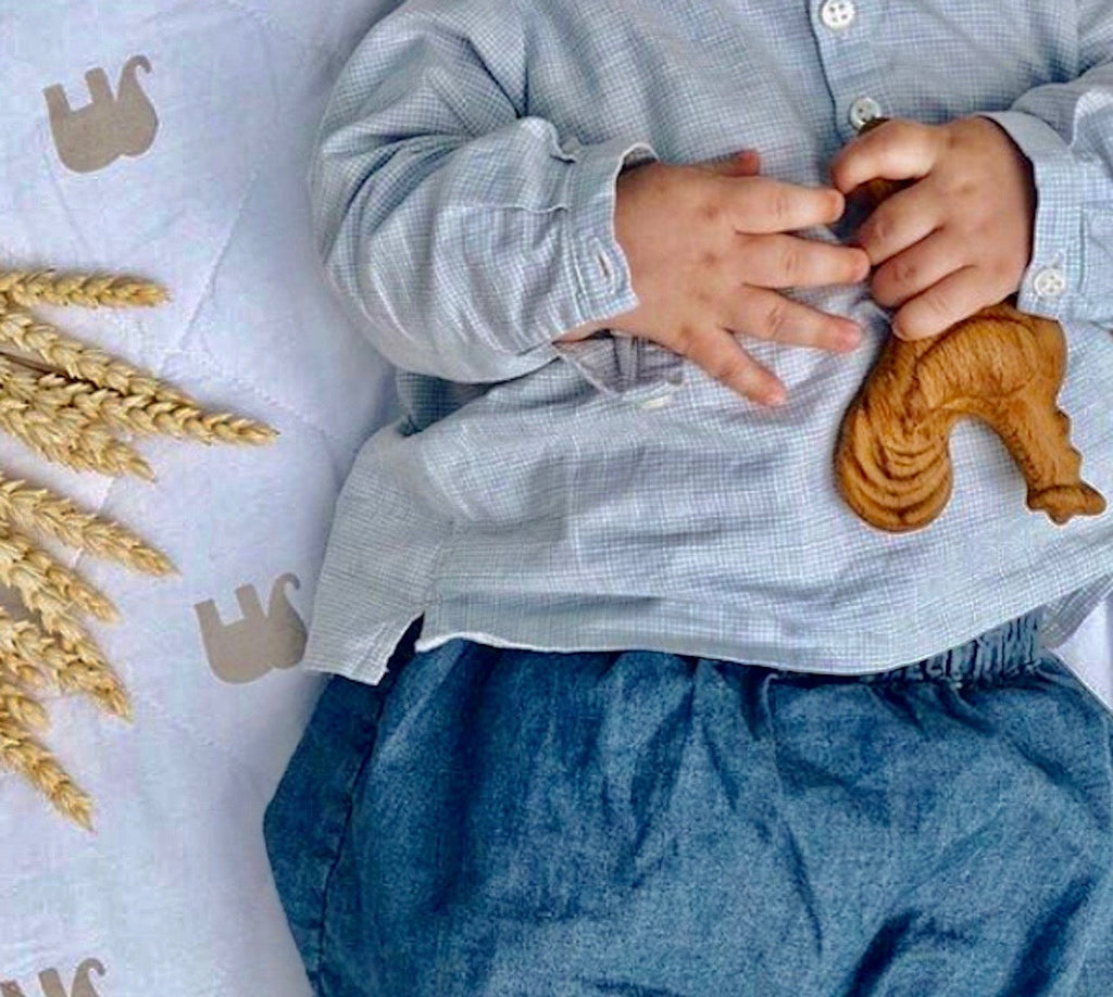 Organic Wooden Rattle toy Proud Rooster