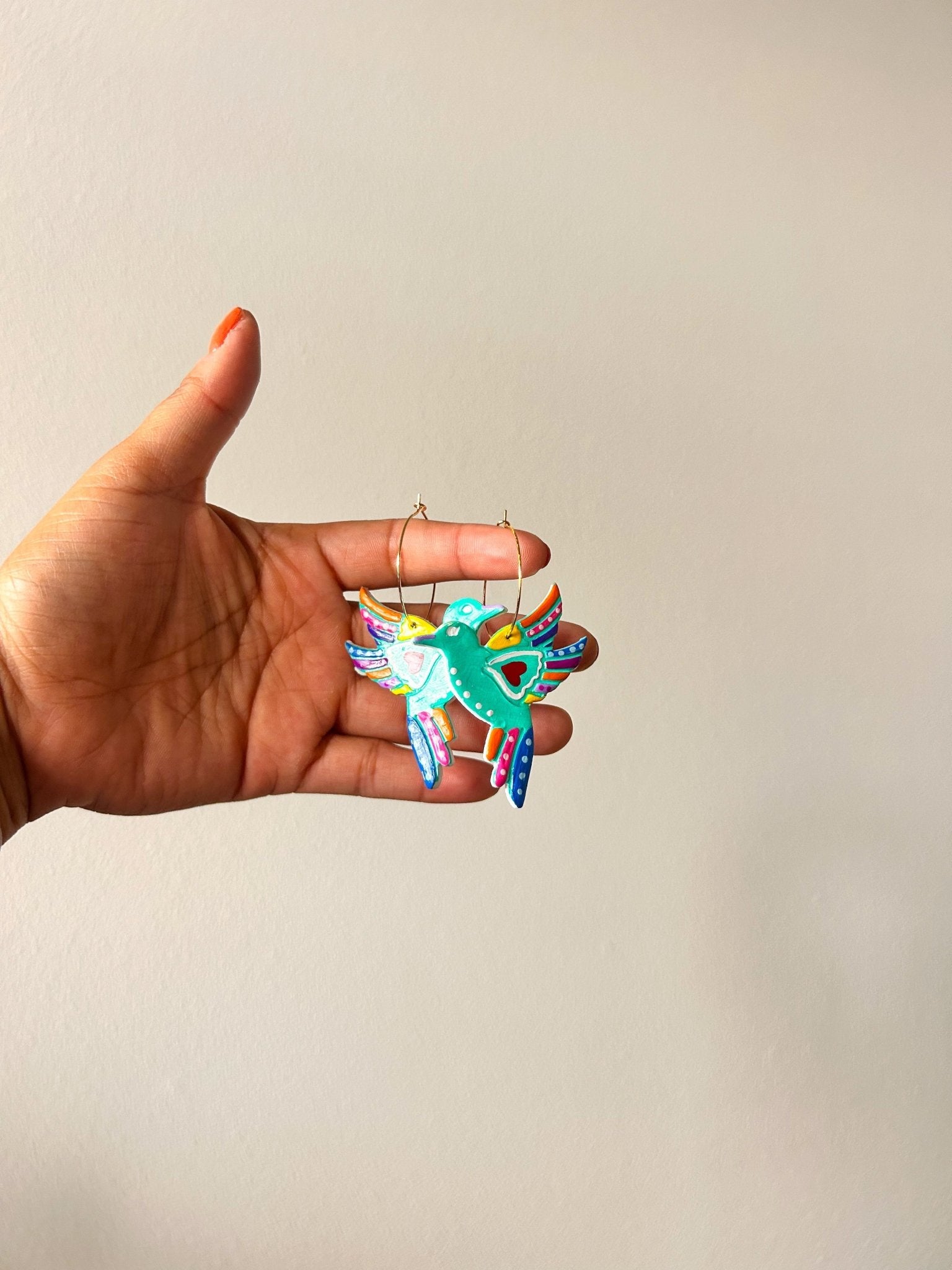 Handpainted Colibri Earrings La Vie Bien Handpainted Colibri