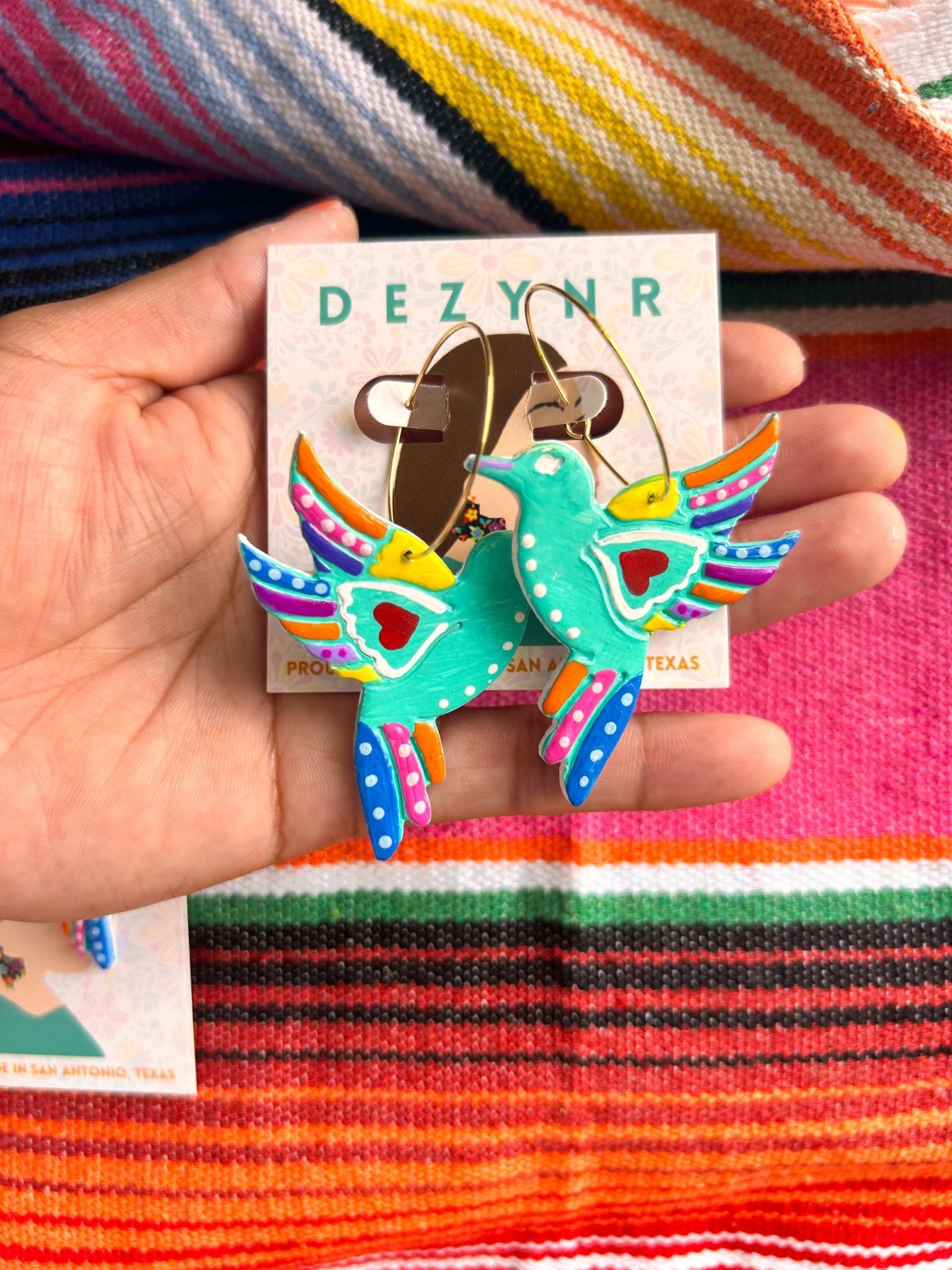 Handpainted Colibri Earrings La Vie Bien Handpainted Colibri