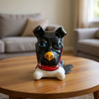 Handpainted Talavera Ceramic Large Laying Dog Decor with Bone Talavera Statue La Vie Bien Handpainted Talavera Ceramic Large Laying Dog Decor with Bone
