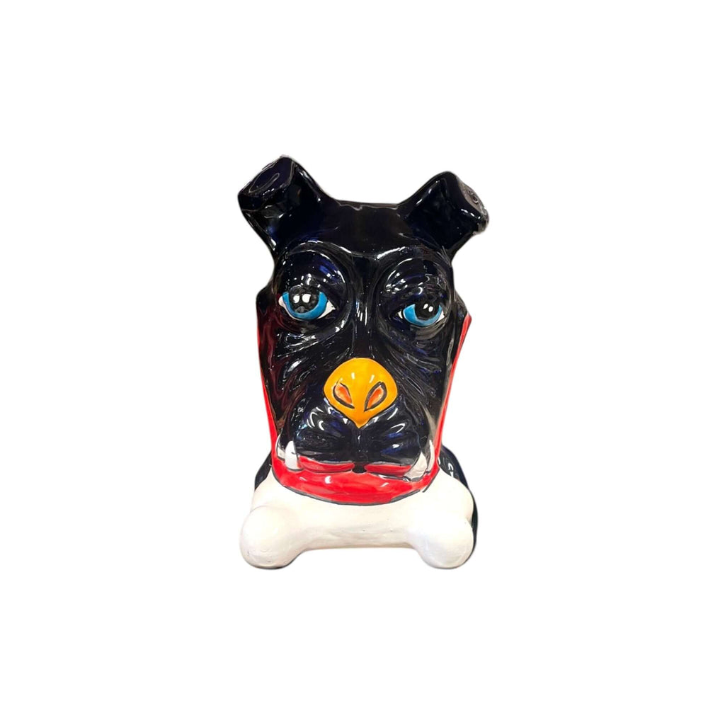 Handpainted Talavera Ceramic Large Laying Dog Decor with Bone