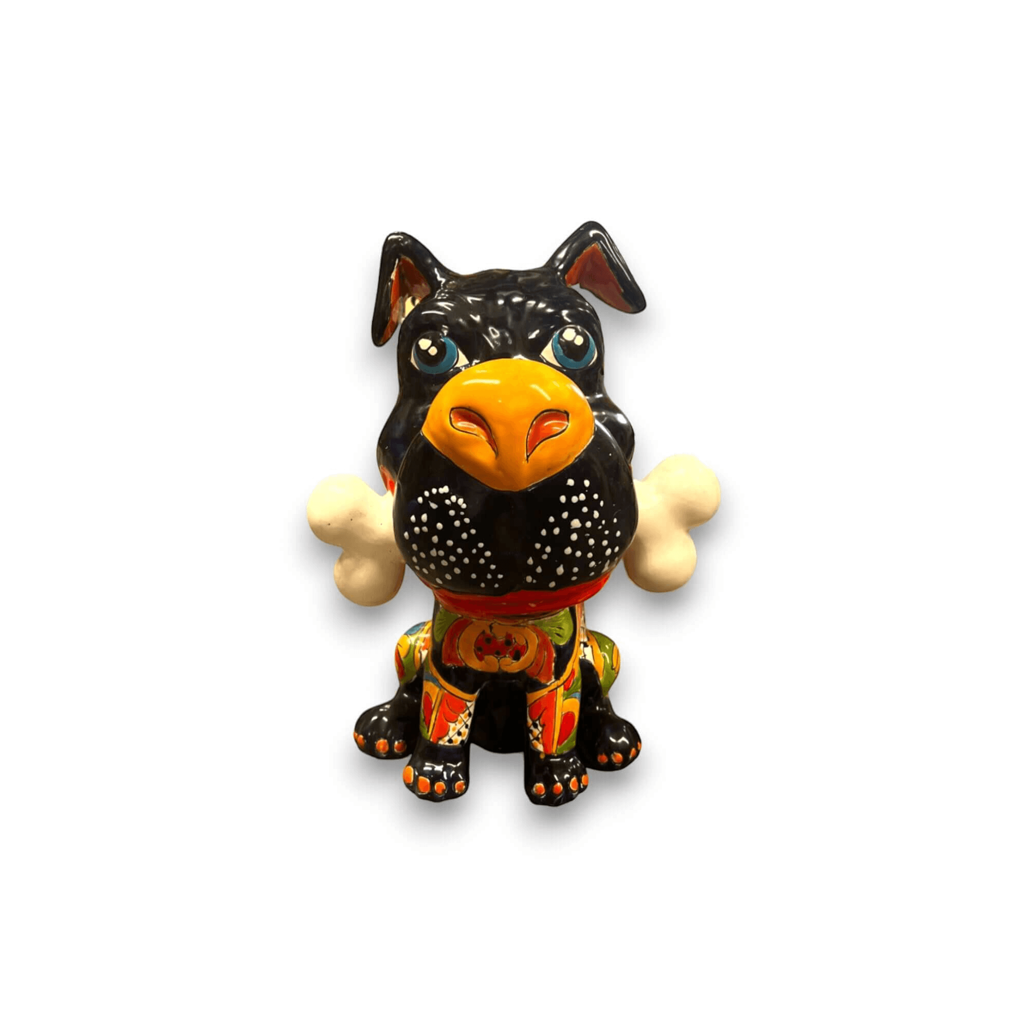 Talavera Dog with Bone | Handpainted Ceramic Canine Decor (Extra Large)