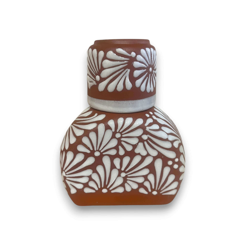 Terracotta Water Carafe Set | Hand-Painted Talavera-Style Bedside Decanter