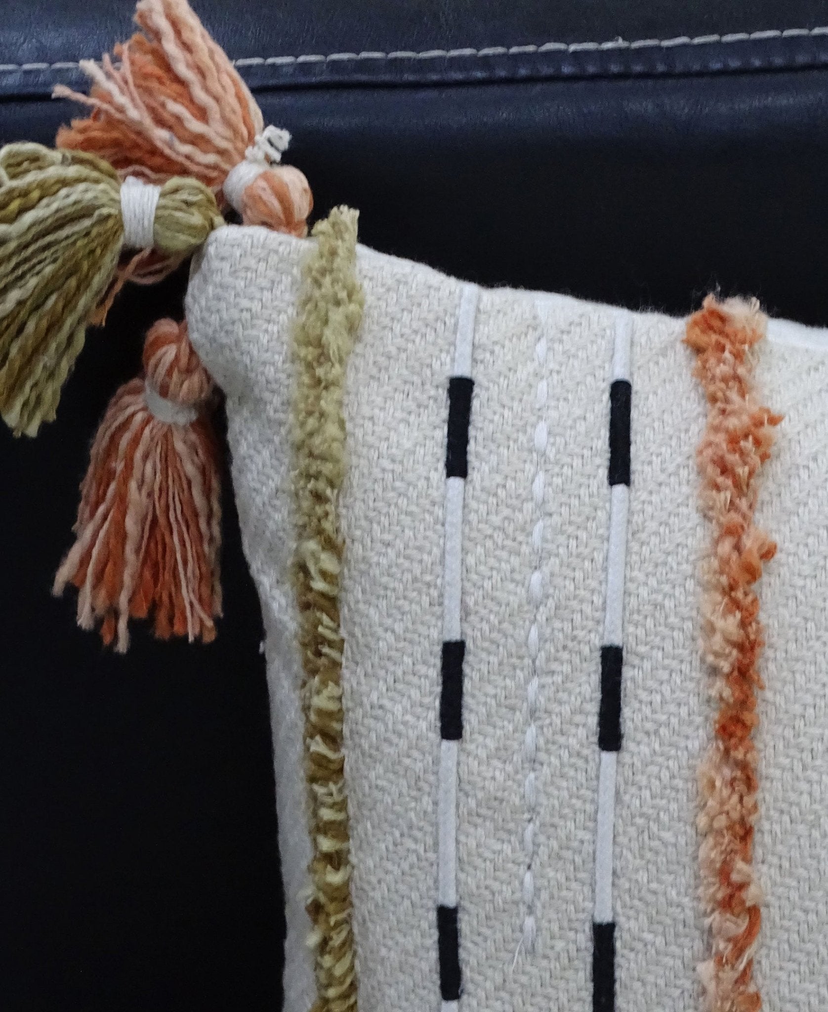 Handwoven Throw Pillow with Fringes 14"X 24" Throw Pillow La Vie Bien Handwoven Throw Pillow with Fringes 14"X 24"
