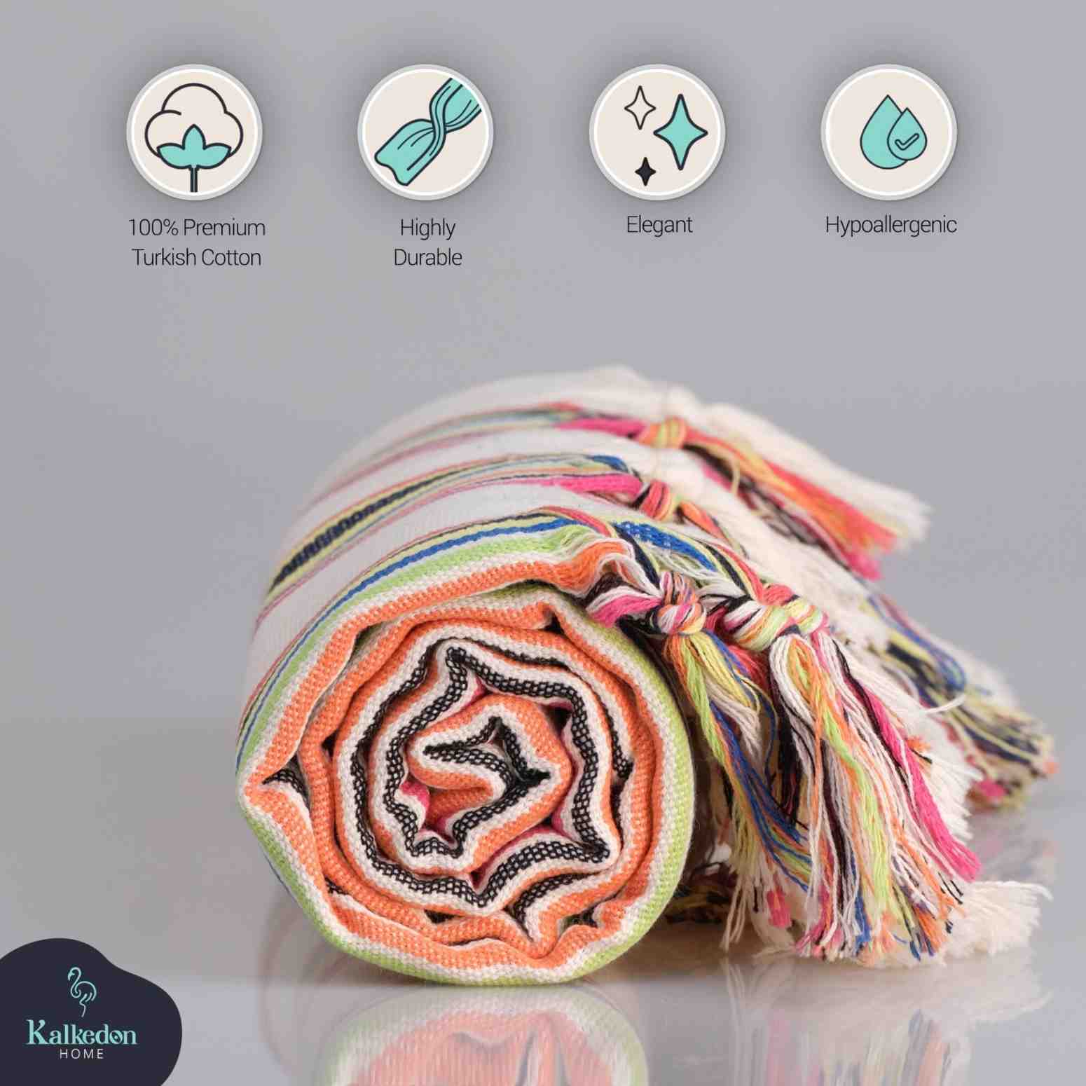 Rainbow Turkish Blanket - 100% Premium Turkish Cotton