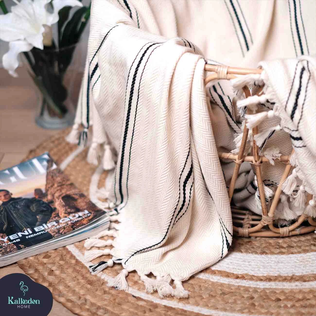 Handwoven Turkish Cotton Throw Blanket