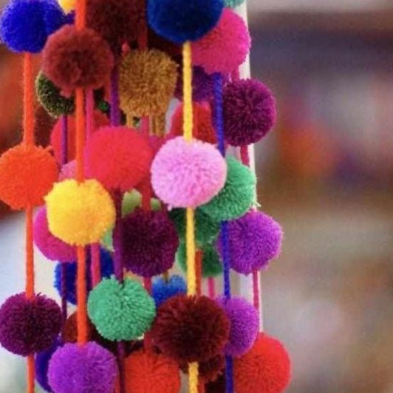 Hanging Garland Decor Boho Multicolor Pom Pom Strip - Mexico Decor La Vie Bien Hanging Garland Decor Boho Multicolor Pom Pom Strip - Mexico