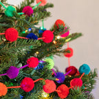Hanging Garland Decor Boho Multicolor Pom Pom Strip - Mexico Decor La Vie Bien Hanging Garland Decor Boho Multicolor Pom Pom Strip - Mexico