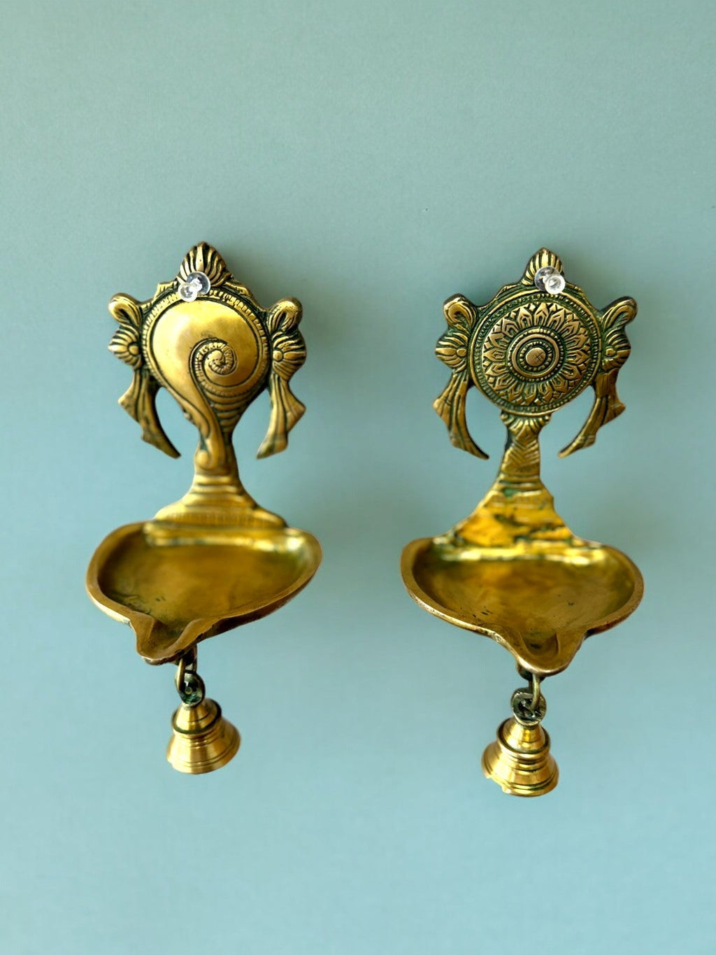 Hanging Shankh & Chakra Diya Mandir items La Vie Bien Hanging Shankh & Chakra Diya