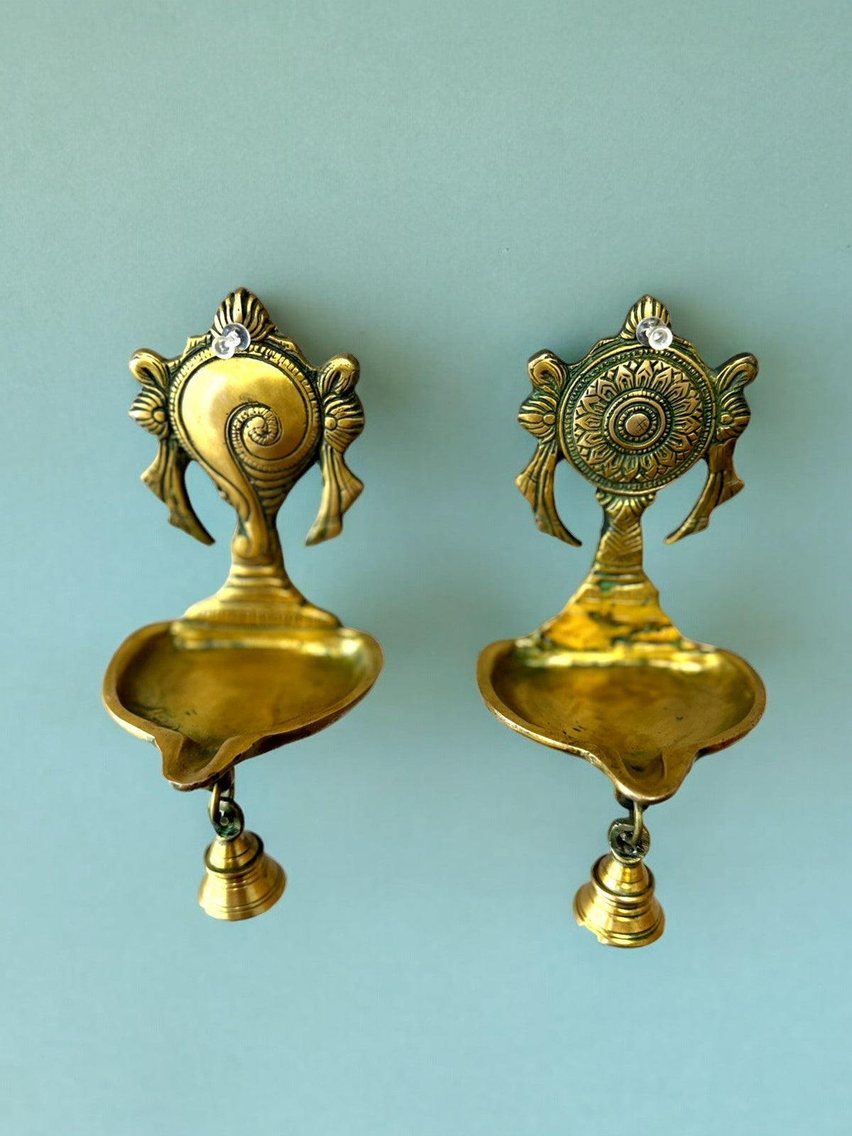 Hanging Shankh & Chakra Diya Mandir items La Vie Bien Hanging Shankh & Chakra Diya