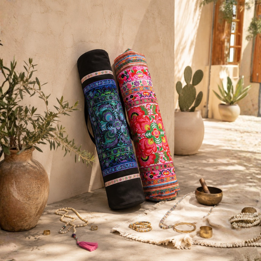 Happy Birds Embroidered Hmong Yoga Bag - Thailand Bags La Vie Bien Happy Birds Embroidered Hmong Yoga Bag - Thailand