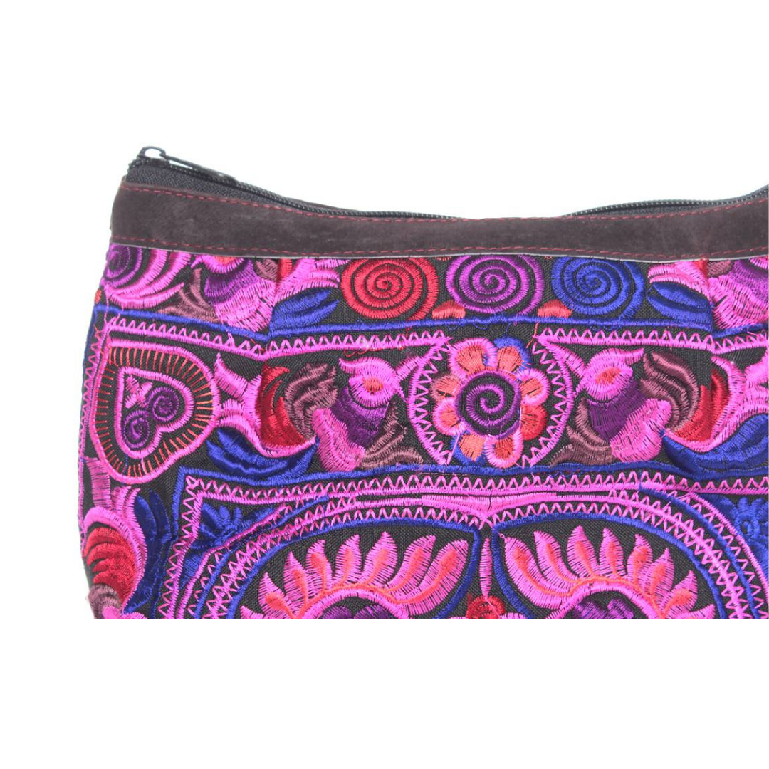 Happy Birds Pink Embroidered Cosmetic Bag - Thailand Bags La Vie Bien Happy Birds Pink Embroidered Cosmetic Bag - Thailand
