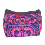 Happy Birds Pink Embroidered Cosmetic Bag - Thailand Bags La Vie Bien Happy Birds Pink Embroidered Cosmetic Bag - Thailand