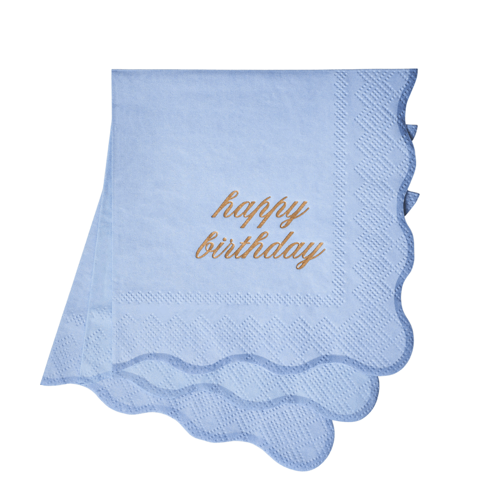 Happy Birthday Cocktail Napkins - Blue & Gold La Vie Bien Happy Birthday Cocktail Napkins - Blue & Gold
