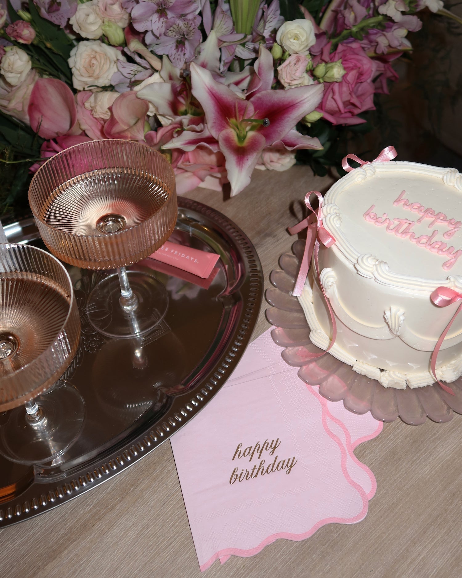 Happy Birthday Cocktail Napkins - Pink & Gold La Vie Bien Happy Birthday Cocktail Napkins - Pink & Gold