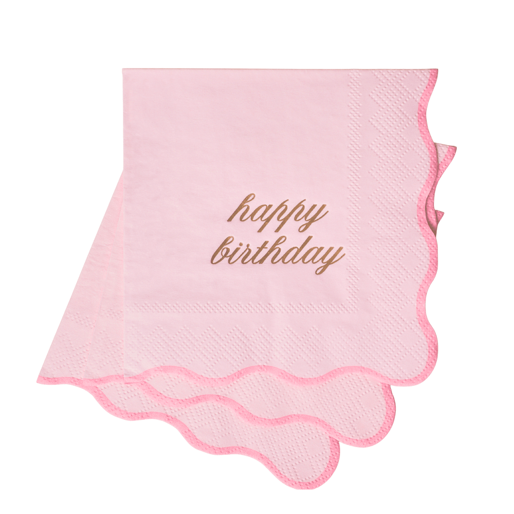 Happy Birthday Cocktail Napkins - Pink & Gold La Vie Bien Happy Birthday Cocktail Napkins - Pink & Gold