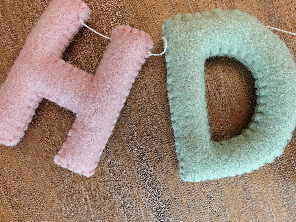 Happy Birthday felt pastel garland banner - Handmade Wall Decor for birthday decorations La Vie Bien Happy Birthday felt pastel garland banner - Handmade Wall Decor for birthday decorations