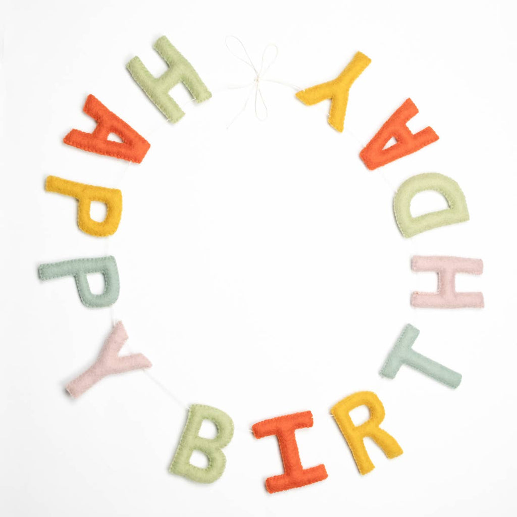 Happy Birthday felt pastel garland banner - Handmade Wall Decor for birthday decorations La Vie Bien Happy Birthday felt pastel garland banner - Handmade Wall Decor for birthday decorations
