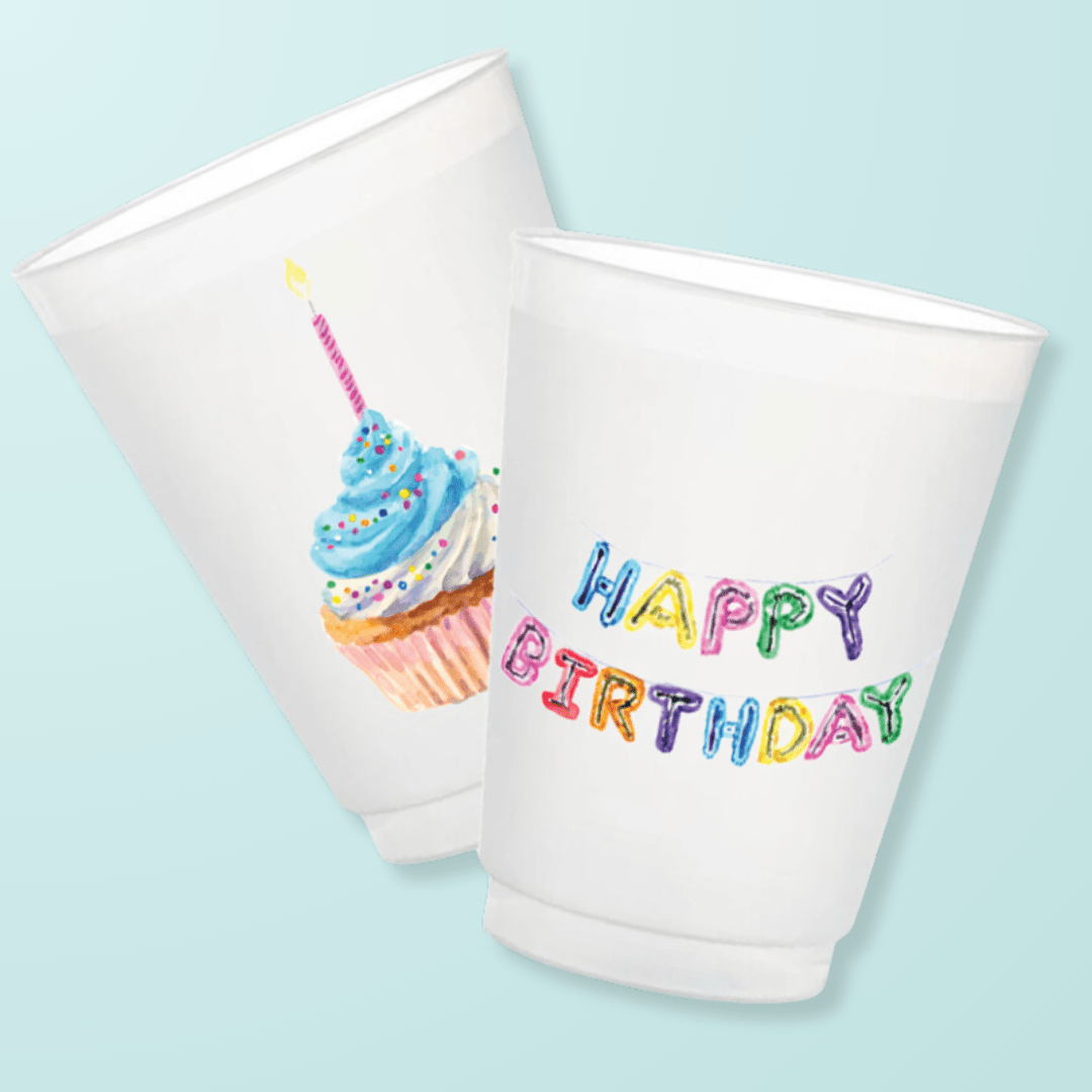 Happy Birthday Frosted Cup (Double - Sided) Frosted Cups La Vie Bien Happy Birthday Frosted Cup (Double - Sided)