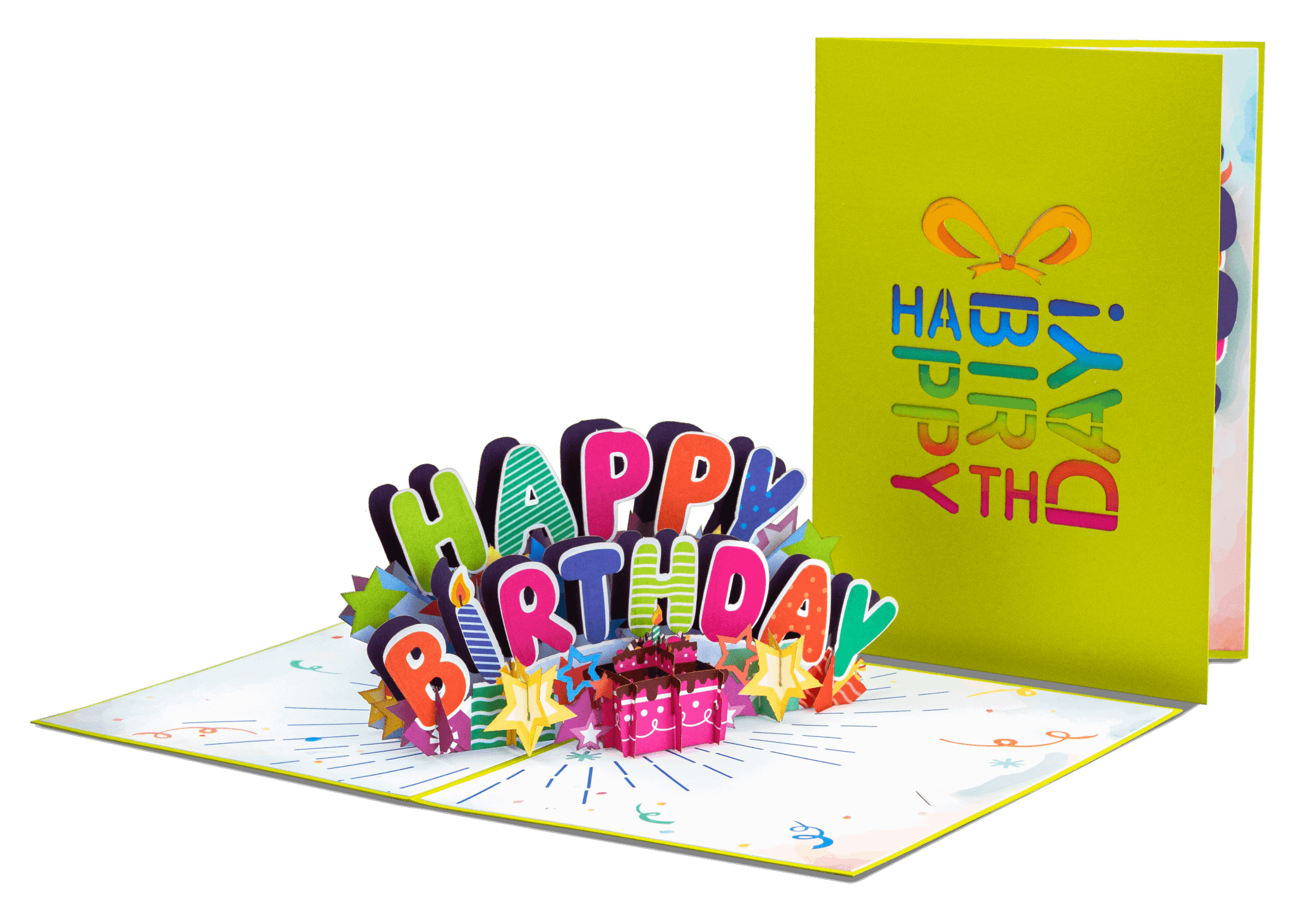 Happy Birthday Pop Up Card (Neon Green) by Paper Love