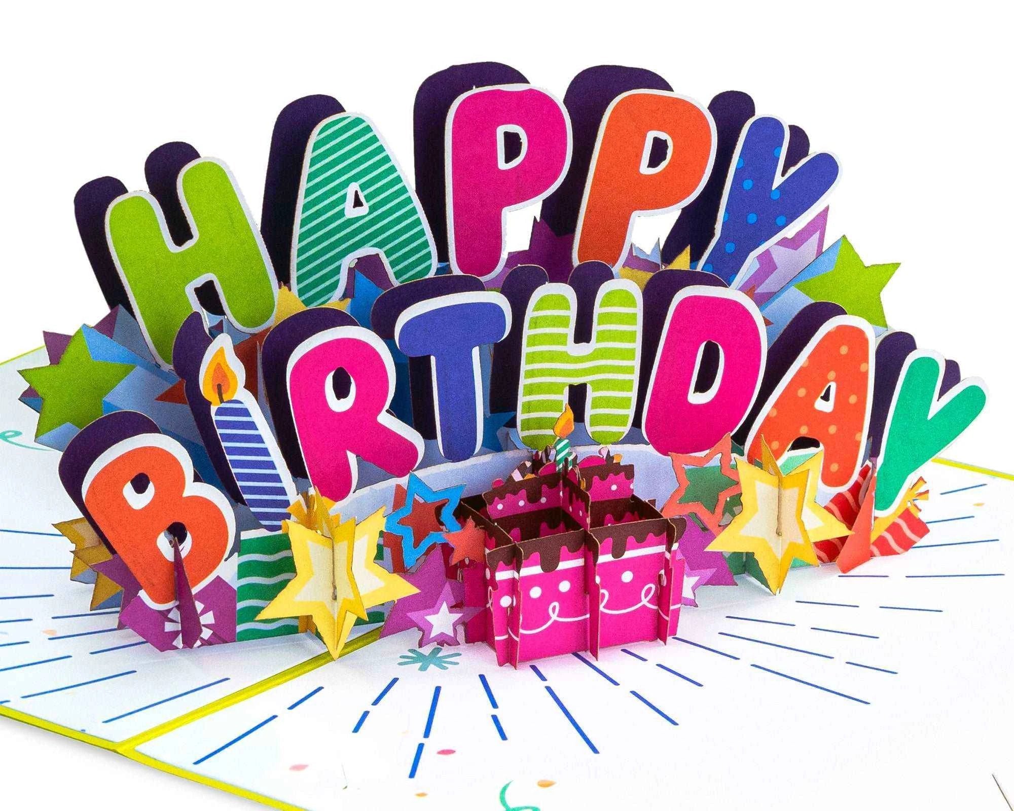 Happy Birthday Pop Up Card (Neon Green) by Paper Love